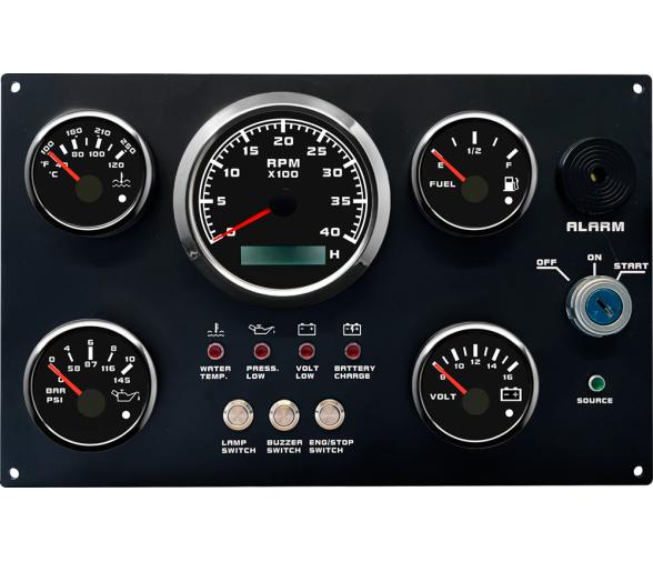 Panel 5 Instrumentos Indicadores Negros 12V