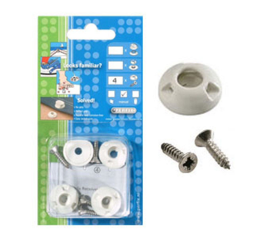 Perfix Broche Hembra de Plastico Tornillo Blanco - Pack 4