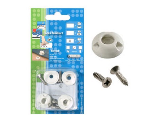 Perfix Broche Hembra de Plastico Tornillo Blanco - Pack 4