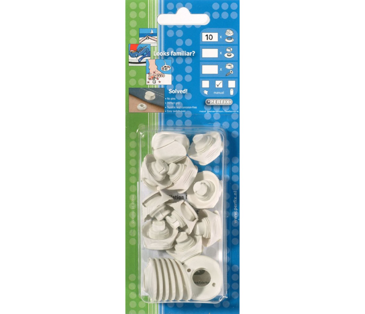 Perfix Broche Macho de Plastico Blanco - Pack 10