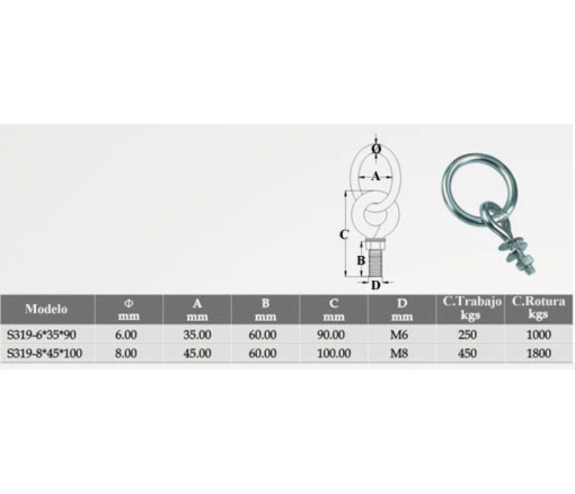 Perno de Anilla Inox 316 Vinox
