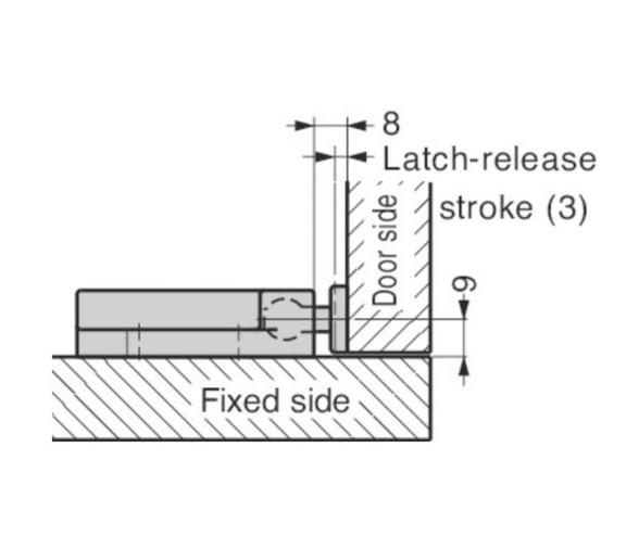 Pestillo de Contacto no Magnético con Tope de Puerta Flotante