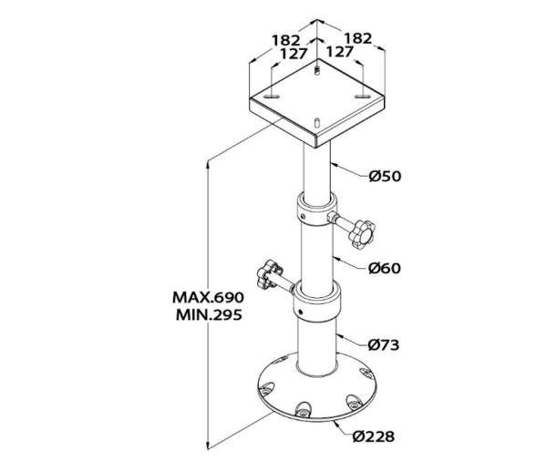 Vetus Pedestal de Mesa Ajustable Manualmente