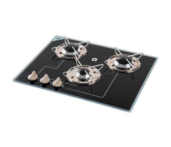 Placa de Gas con Quemador Pyroceram 3 Fuegos 505 x 410 mm