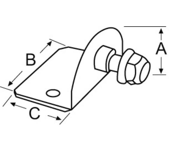 Placa 90 Grados Externa con Bola 8mm Soporte Amortiguadores