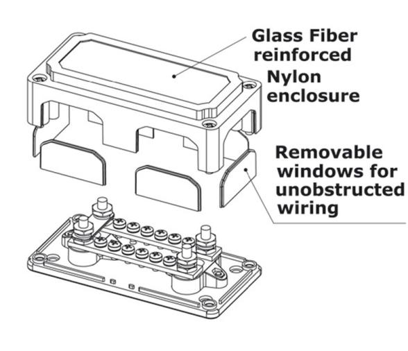Placa de bornes con soporte reforzado 4x6 mm