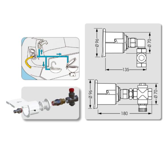 Plastimo Entrada de Agua Dulce con Terminal Recto