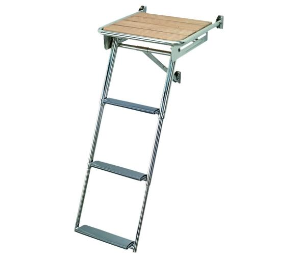 Plastimo Escalera Retráctil Telescópica y Plataforma de Teca