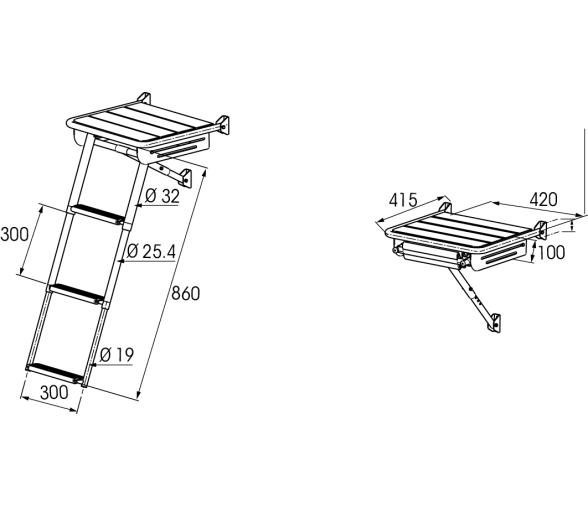 Plastimo Escalera Retráctil Telescópica y Plataforma de Teca
