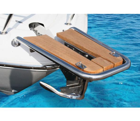 Plataforma de Proa Teca y Acero Inoxidable con Roldanas Simple