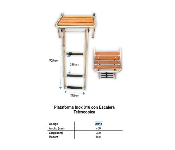 Plataforma Inox 316 con Escalera Telescópica Lalizas
