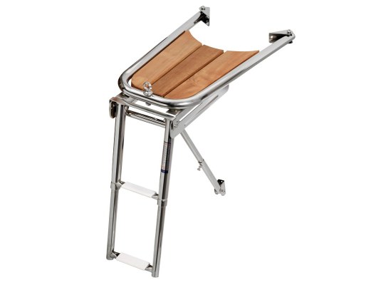 Plataforma de Proa Teca y Acero Inoxidable con Escalera 2 Peldaños