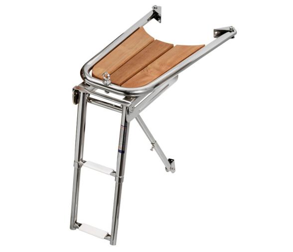 Plataforma de Proa Teca y Acero Inoxidable con Escalera 2 Peldaños