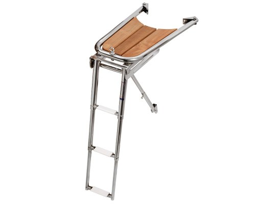 Plataforma de Proa Teca y Acero Inoxidable con Escalera 3 Peldaños