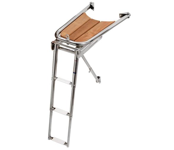 Plataforma de Proa Teca y Acero Inoxidable con Escalera 3 Peldaños