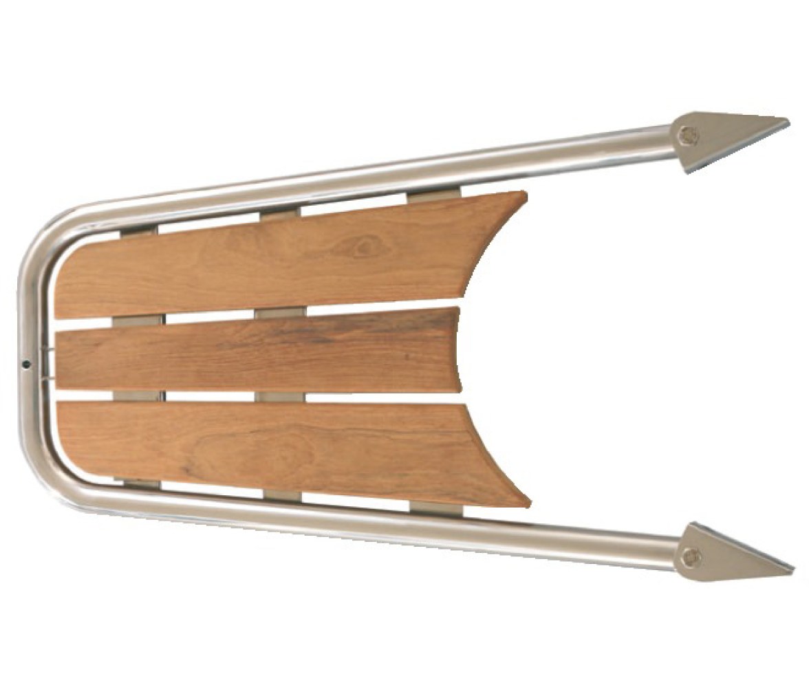 Plataforma de Proa Teca y Acero Inoxidable con Escalera 3 Peldaños