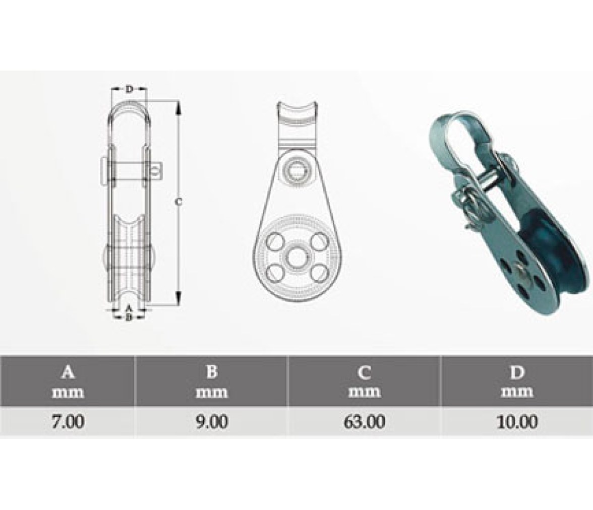 Polea Simple con Arraigo Inox 316 Vinox