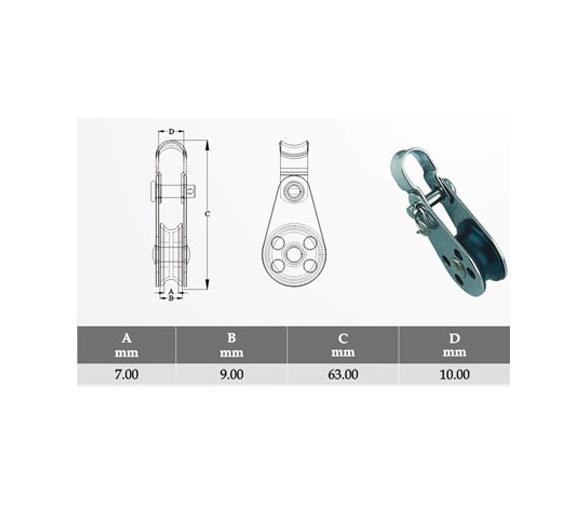 Polea Simple con Arraigo Inox 316 Vinox