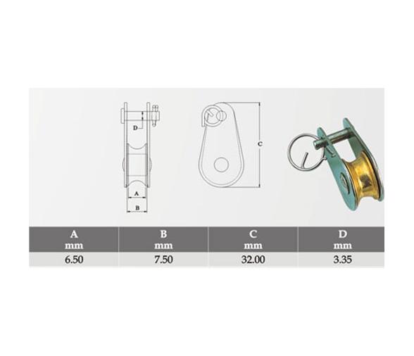 Polea Simple Inox 316 con Roldana de Latón
