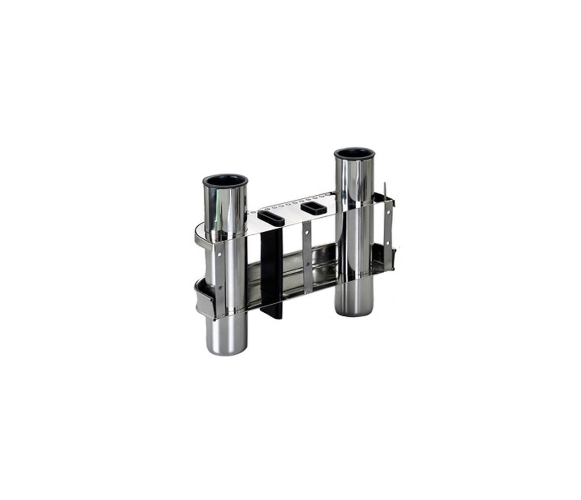 Portacañas - Cañero Inox para 2 Cañas con Protector Plastico