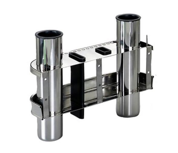 Portacañas - Cañero Inox para 2 Cañas con Protector Plastico