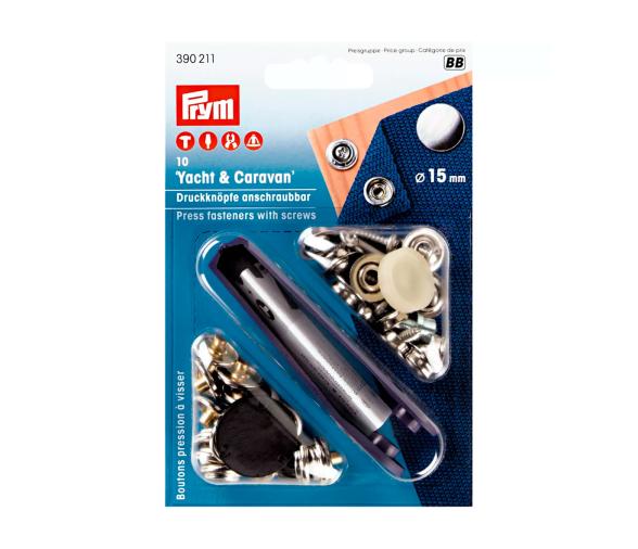 Prym Botones de Presión ‘Yate & Caravana’ Atornillables 15 mm + Herramienta