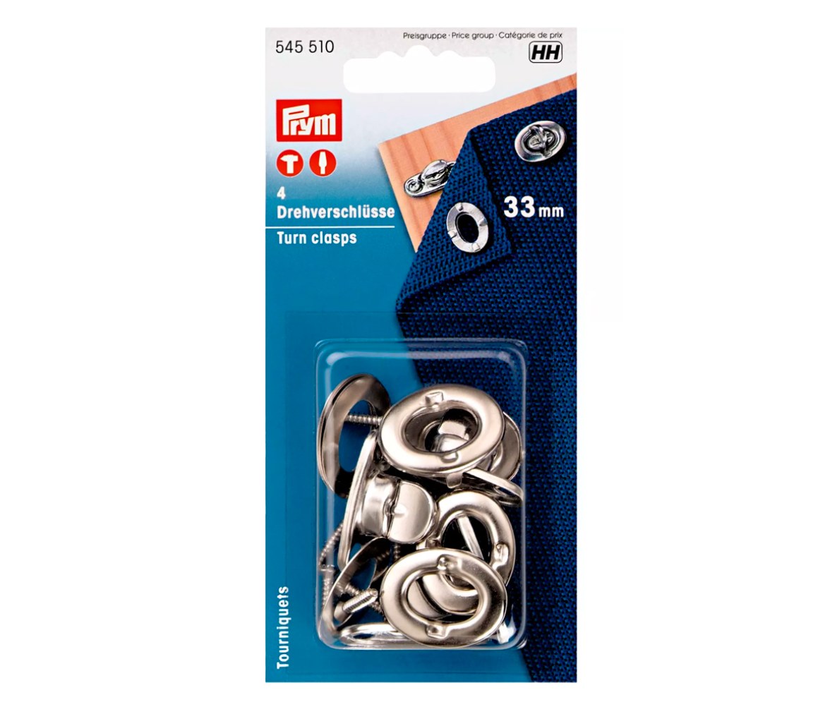 Prym  Cierres giratorios, 33 mm, de color plateado