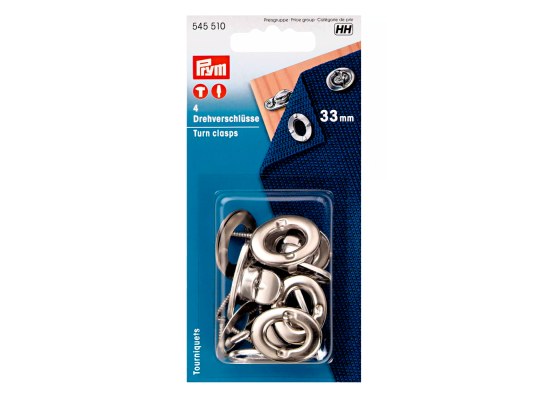 Prym  Cierres giratorios, 33 mm, de color plateado