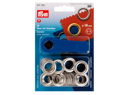 Prym  Ojales y arandelas, 14 mm, de color plateado
