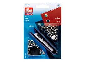 Prym  Ojales y arandelas, 4 mm, de color plateado