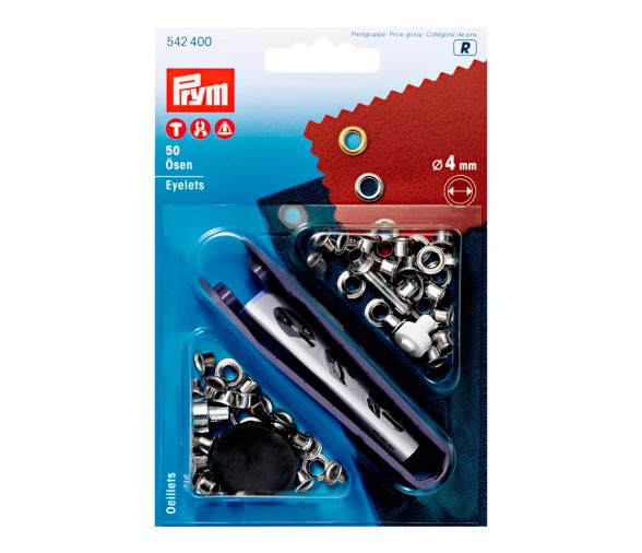 Prym  Ojales y arandelas, 4 mm, de color plateado