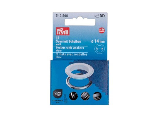 Prym Ojetes con Arandelas Blanco/Plateado 14 mm