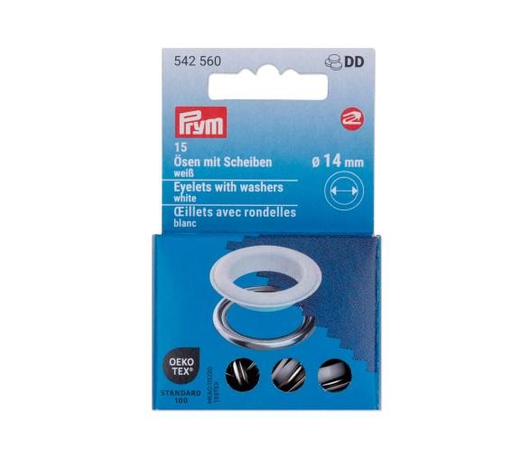 Prym Ojetes con Arandelas Blanco/Plateado 14 mm