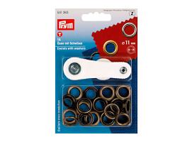 Prym Ojetes con Arandelas Latón Viejo 11 mm + Herramienta
