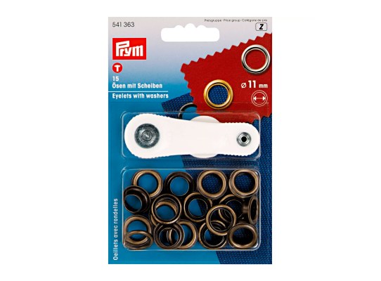 Prym Ojetes con Arandelas Latón Viejo 11 mm + Herramienta
