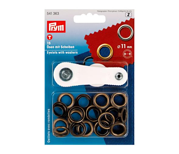 Prym Ojetes con Arandelas Latón Viejo 11 mm + Herramienta