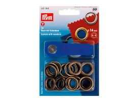 Prym Ojetes con Arandelas Latón Viejo 14 mm + Herramienta