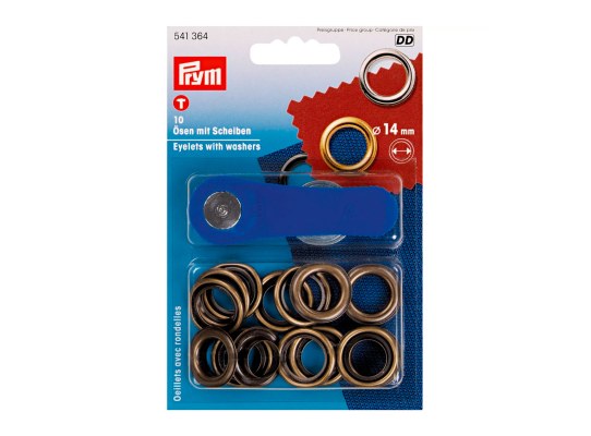 Prym Ojetes con Arandelas Latón Viejo 14 mm + Herramienta