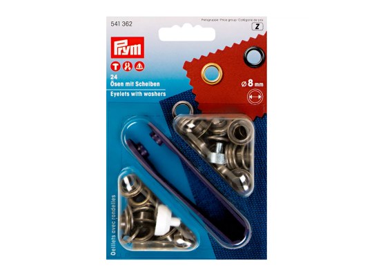 Prym Ojetes con Arandelas Latón Viejo 8 mm + Herramienta