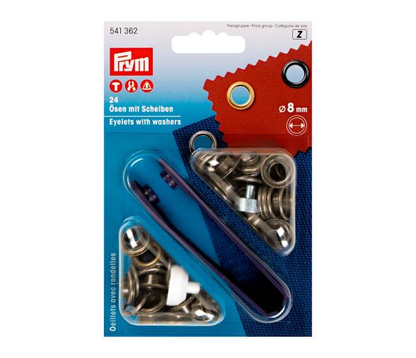 Prym Ojetes con Arandelas Latón Viejo 8 mm + Herramienta