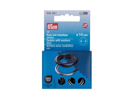 Prym Ojetes con Arandelas Negro/Plateado 14 mm