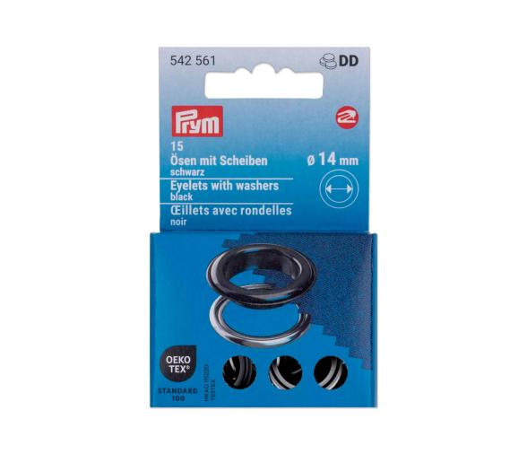 Prym Ojetes con Arandelas Negro/Plateado 14 mm
