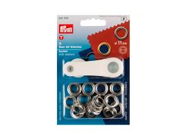 Prym Ojetes con Arandelas Plateadas 11 mm + Herramienta