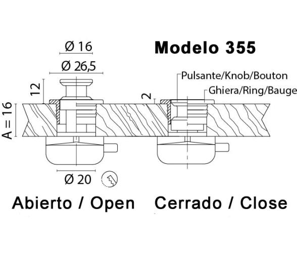 Pulsador Completo Con Cierre Cuadrado
