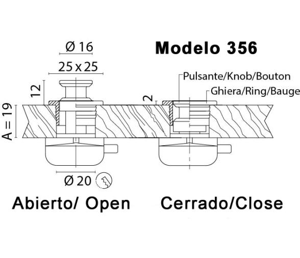 Pulsador Completo Con Cierre Cuadrado