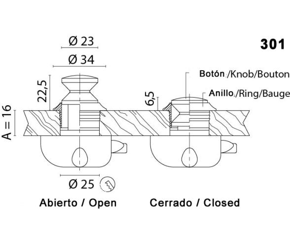 Pulsador de Laton Cromado Circular