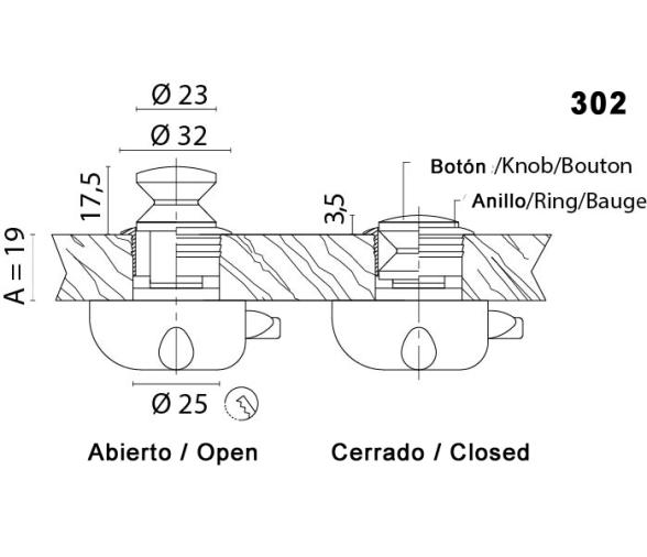 Pulsador de Laton Cromado Circular