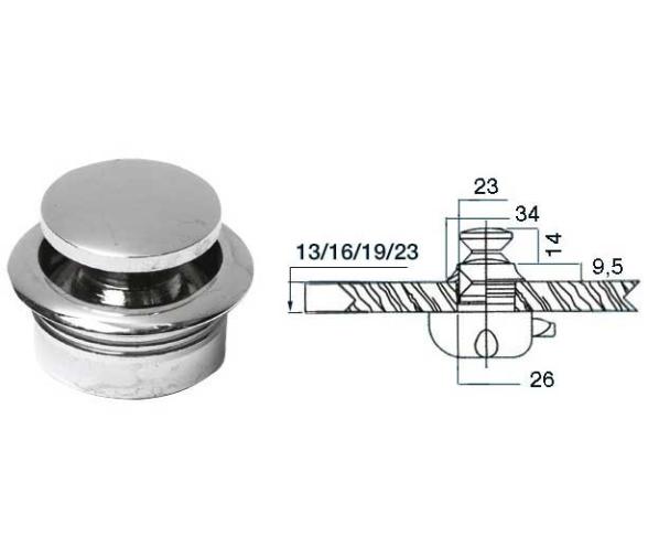 Pulsador de Laton Cromado