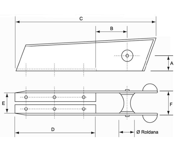 Puntera Inox 155 x 55 mm. Plastimo