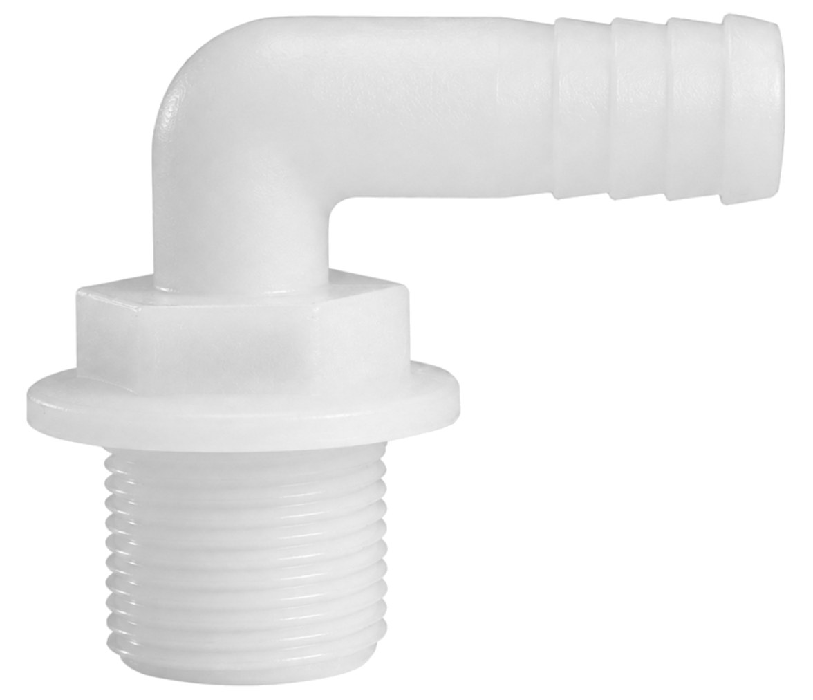 Racor Acodado Nylon Blanco